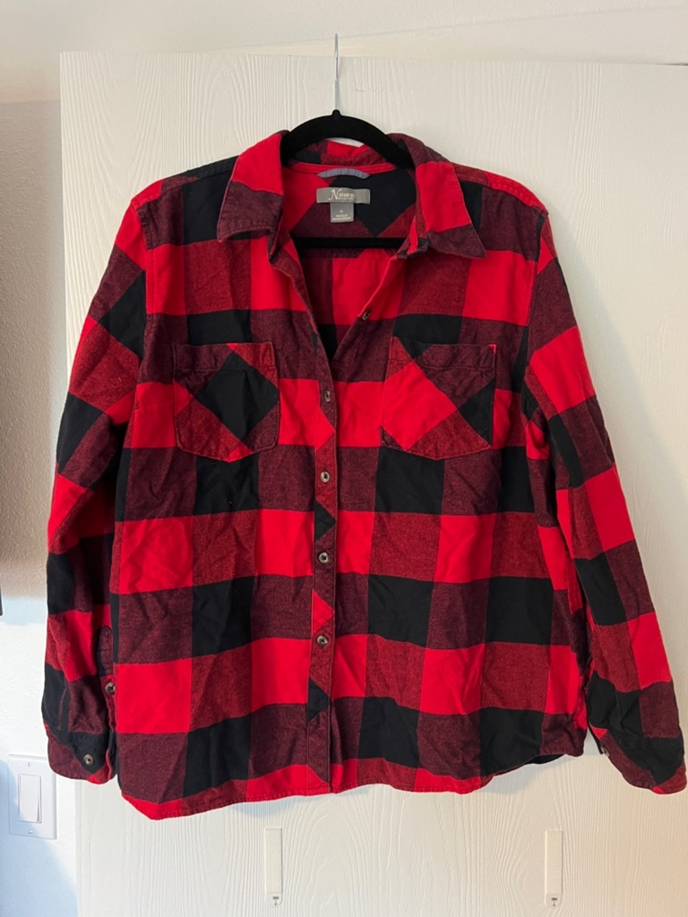 Natural Reflections Red and Black Plaid Shirt